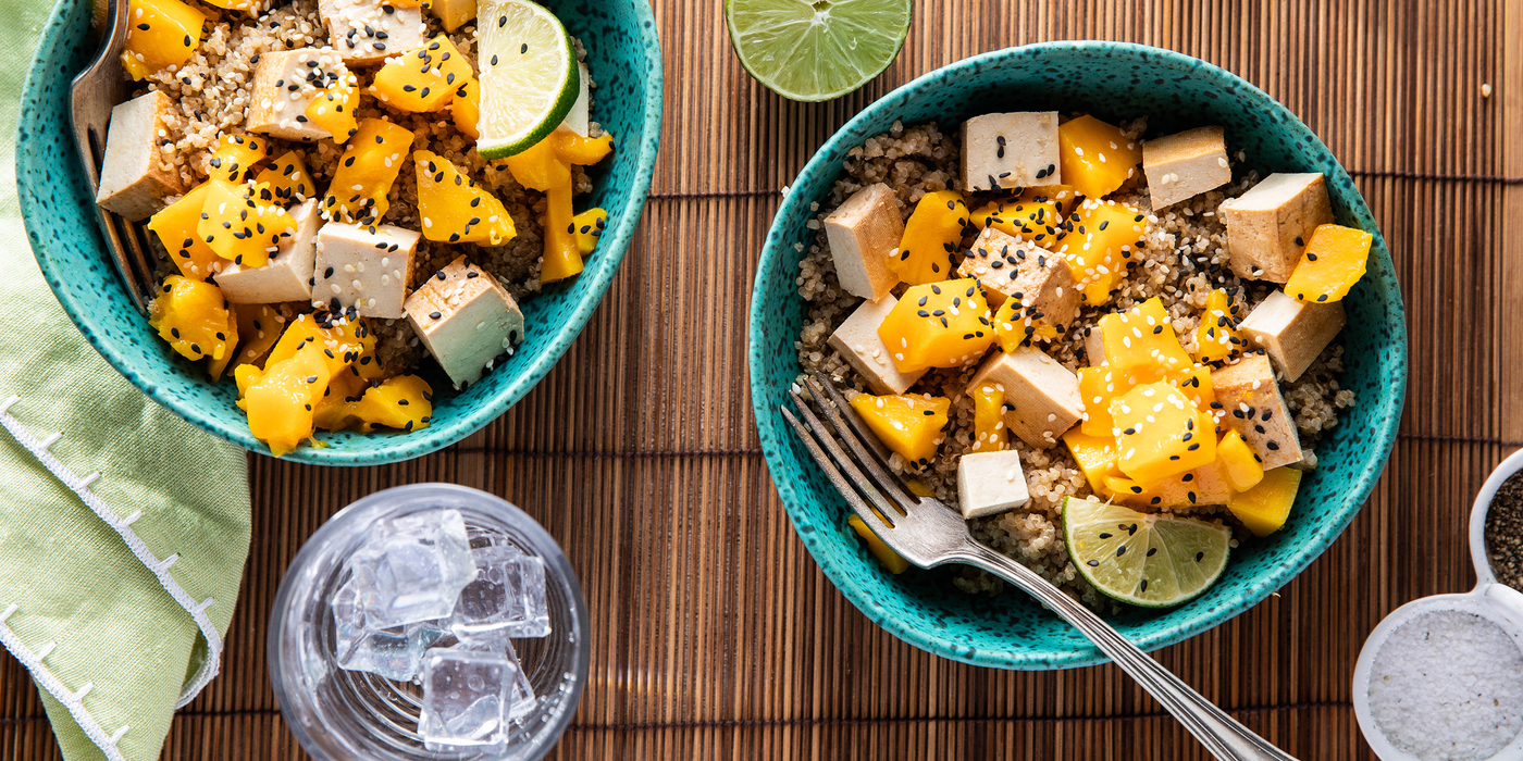 Lime Quinoa Salads with Mango & Baked Tofu Lime Quinoa Salads with Mango & Baked Tofu