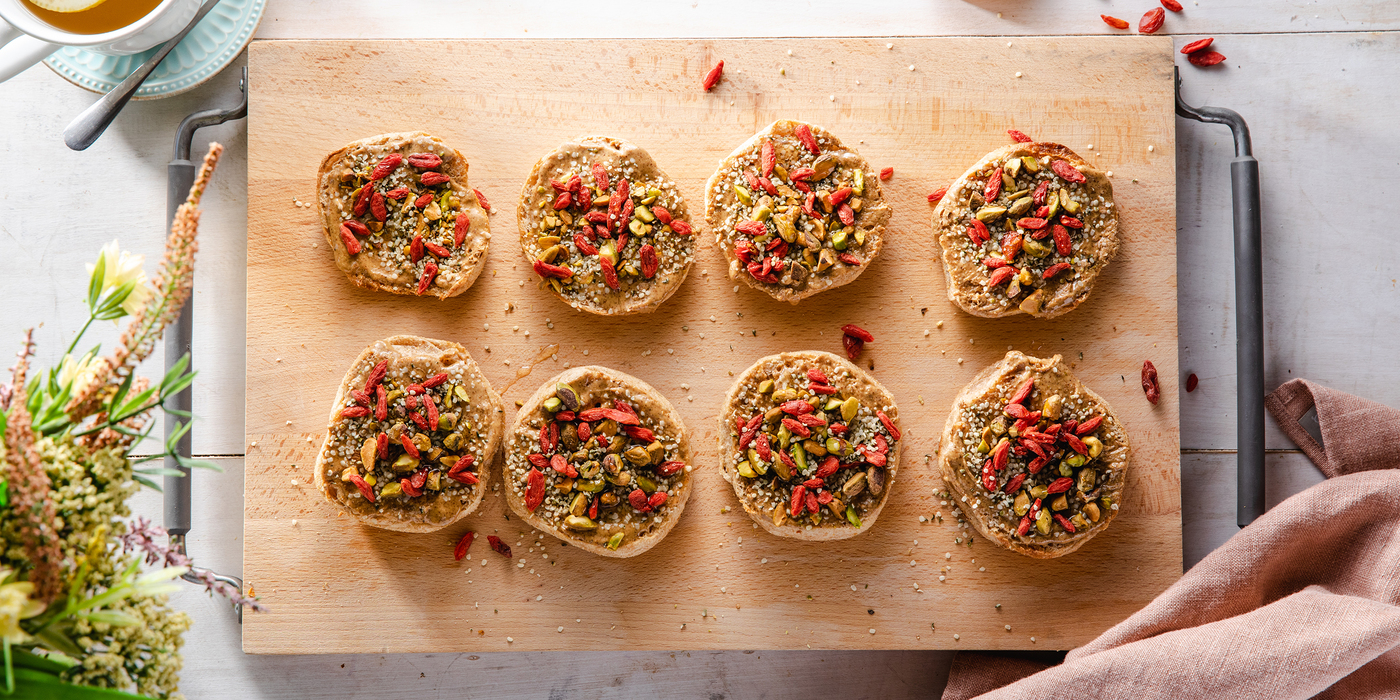 Superfood Toasts with Almond Butter & Goji Berries Superfood Toasts with Almond Butter & Goji Berries