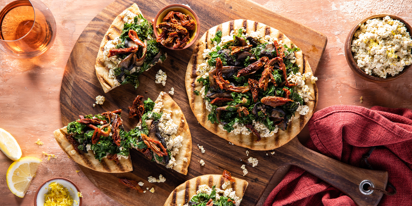 Portobello Pizzas with Herbed Tofu Ricotta & Sun-Dried Tomatoes Portobello Pizzas with Herbed Tofu Ricotta & Sun-Dried Tomatoes