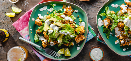 Tofu Sofritas Tostadas with Lime Crema & Avocado