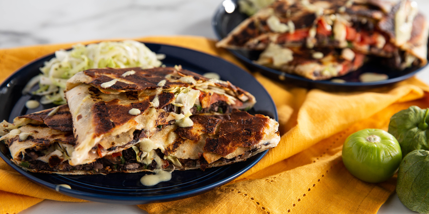 Black Bean Crunch Wraps with Tomatillo Sour Cream & Curtido Black Bean Crunch Wraps with Tomatillo Sour Cream & Curtido