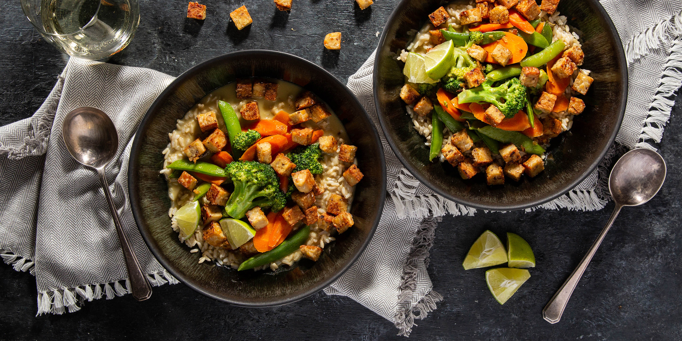 Vegetable Green Curry with Gingered Tempeh & Brown Rice Vegetable Green Curry with Gingered Tempeh & Brown Rice