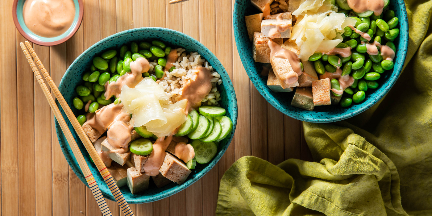 Sushi Bowls with Teriyaki Tofu & Pickled Ginger Sushi Bowls with Teriyaki Tofu & Pickled Ginger