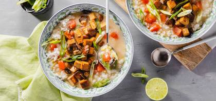 Thai Lemongrass Soup with Crispy Mushrooms & Teriyaki Tofu