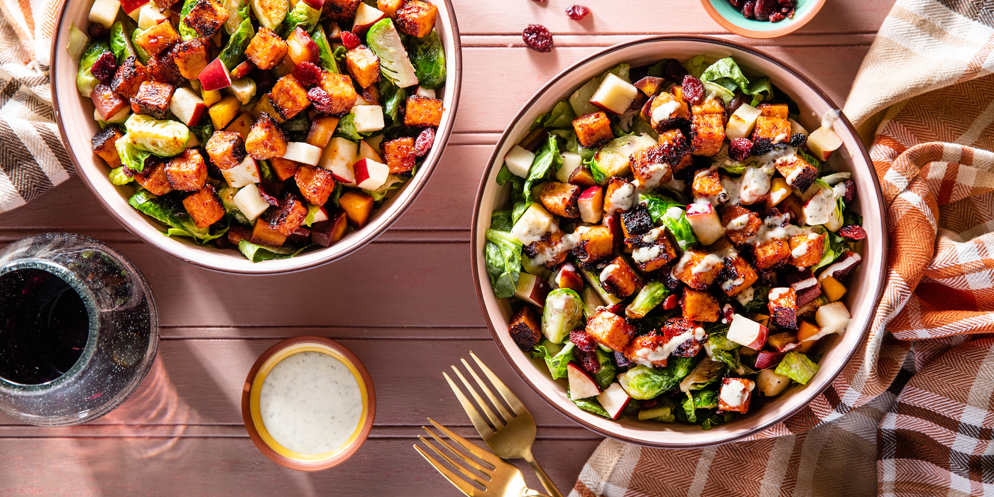 Rainbow Crunch Salads with Barbecue Tempeh & Herby Ranch Rainbow Crunch Salads with Barbecue Tempeh & Herby Ranch