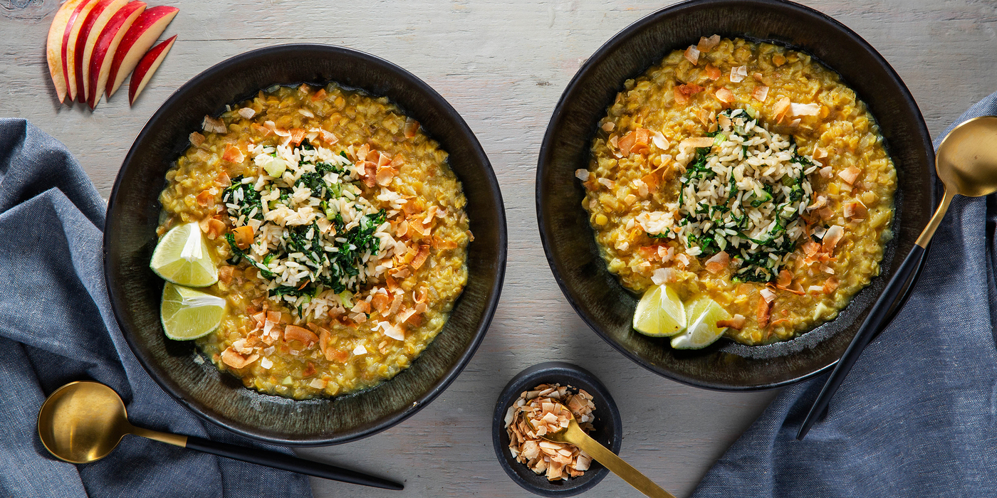 Coconut Apple Dal with Red Lentils & Fresh Ginger Coconut Apple Dal with Red Lentils & Fresh Ginger