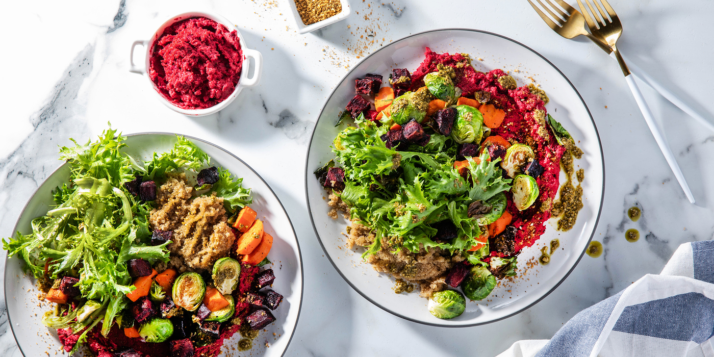 Winter Vegetable Bowls with Beet Hummus & Dukkah Spice Winter Vegetable Bowls with Beet Hummus & Dukkah Spice