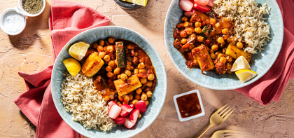 Chickpea Courgette Stew with Mango Chutney & Radishes