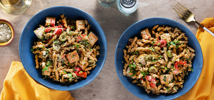 Pesto di Noci with Gemelli & Crispy Lemon Tofu