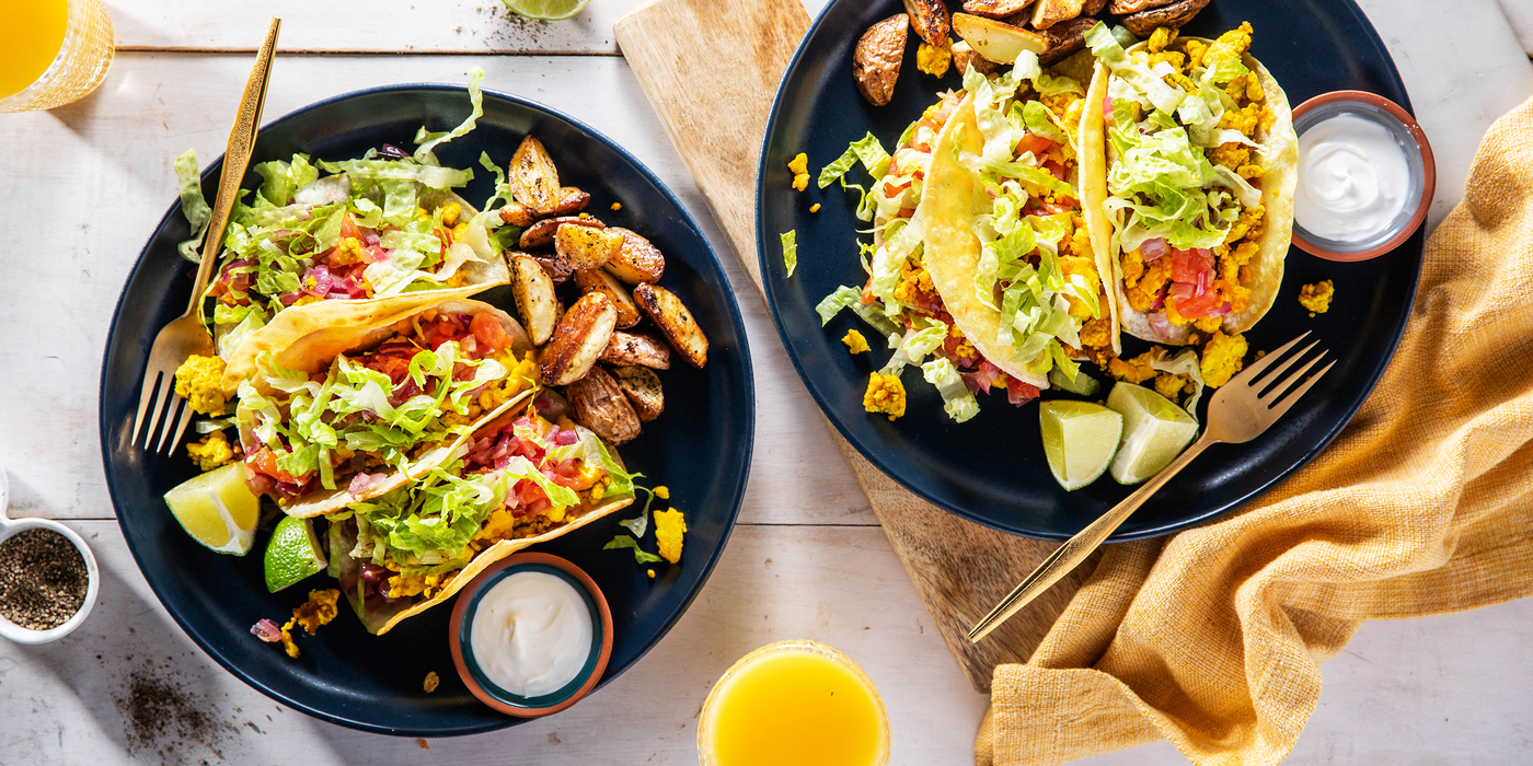 Tofu Scramble Tacos with Roasted Pico de Gallo & Chimichurri Potatoes Tofu Scramble Tacos with Roasted Pico de Gallo & Chimichurri Potatoes