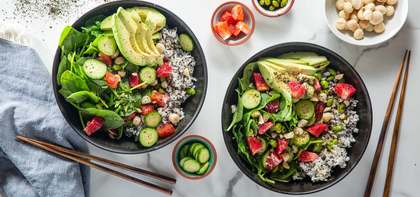 Blood Orange Poke Bowls with Quinoa Speckled Rice & Sea Lettuce Dressing