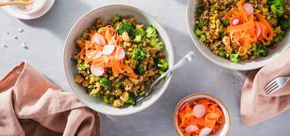 Green Curry Fried Rice with Crispy Tempeh & Quick Pickles