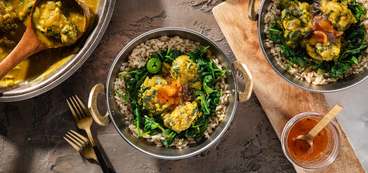 368 173 vegan punjabi kadhi with spinach dumplings mango chutney hero 2