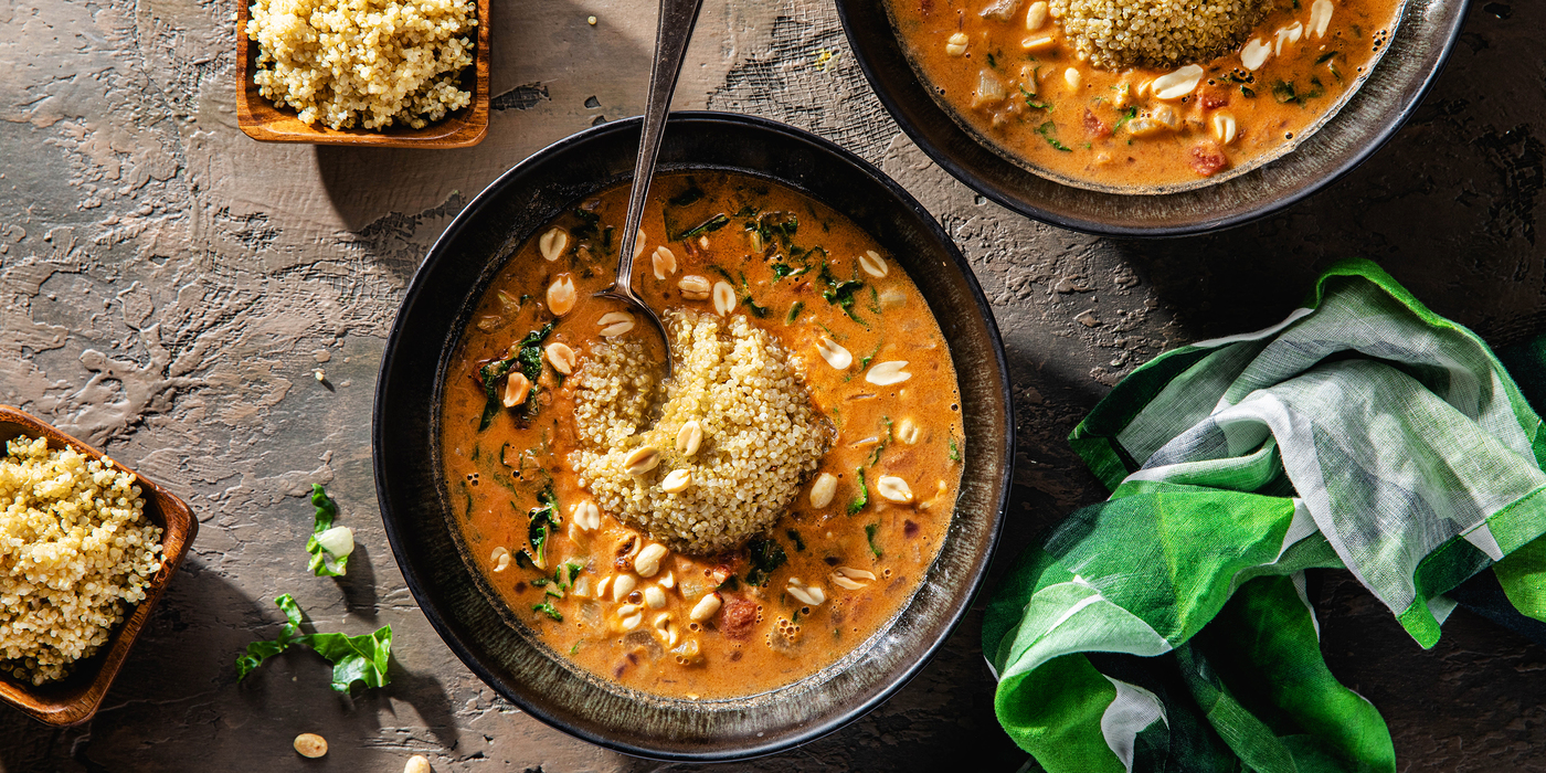 West African Peanut Stew with Swiss Chard & White Quinoa West African Peanut Stew with Swiss Chard & White Quinoa