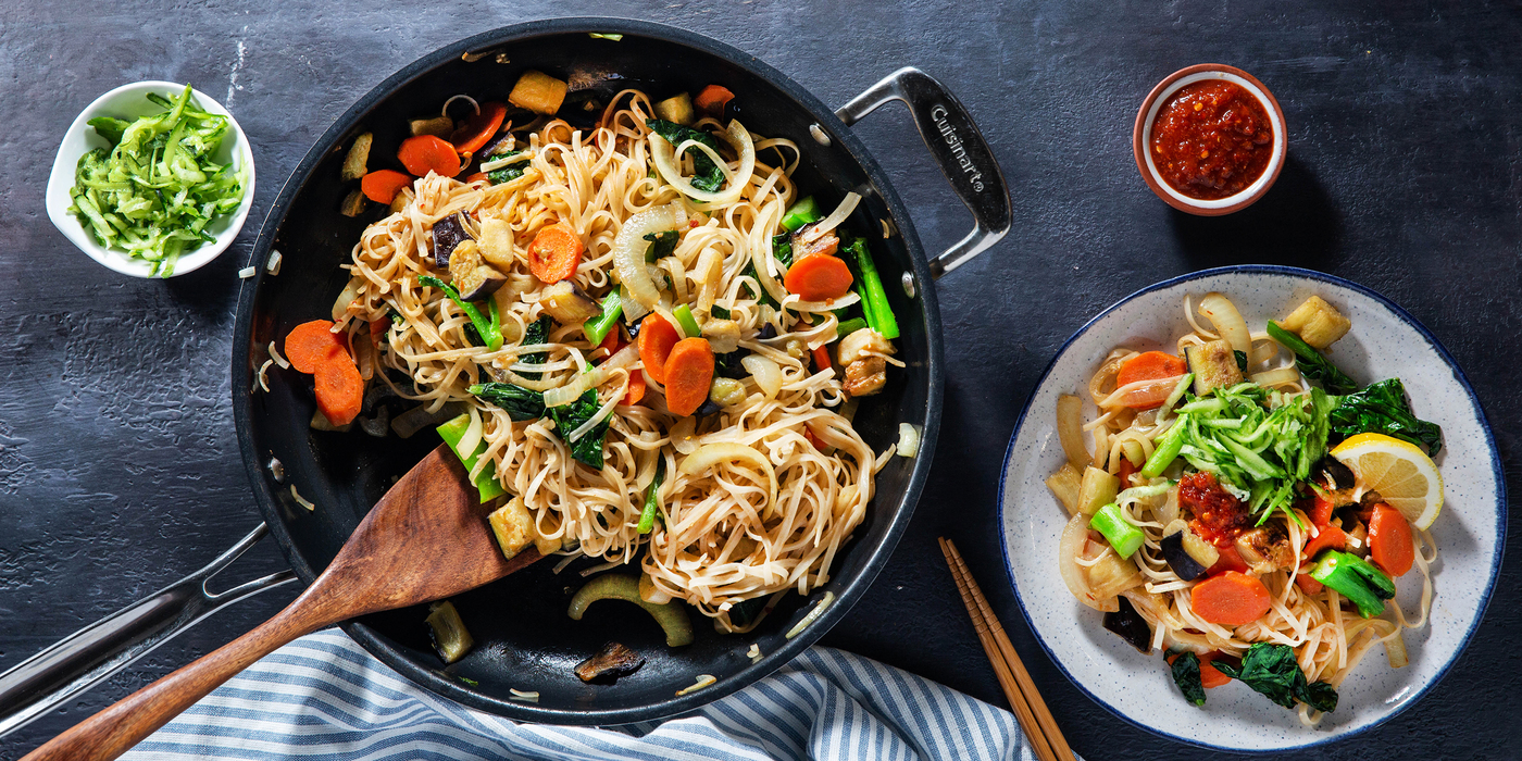 Indonesian Street Noodles with Eggplant & Gai Lan Indonesian Street Noodles with Eggplant & Gai Lan