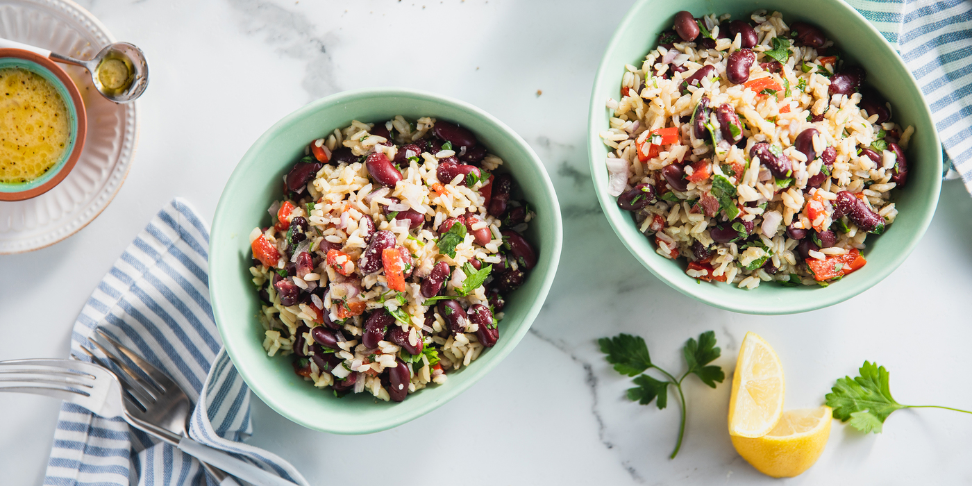 Pro-Power Bowls with Roasted Peppers & Herb Vinaigrette Pro-Power Bowls with Roasted Peppers & Herb Vinaigrette