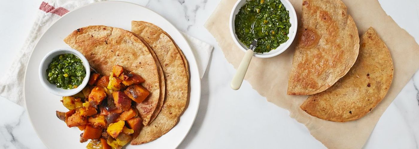 KabochaApple Shawarma with CilantroParsley Zhoug