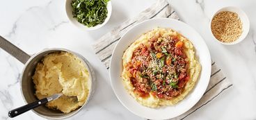 368 173 f808 2635 vegan creamy polenta with awesome bolognese hero