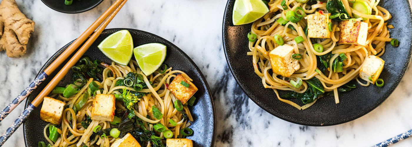 Drunken Noodles with Tofu and Chinese Broccoli
