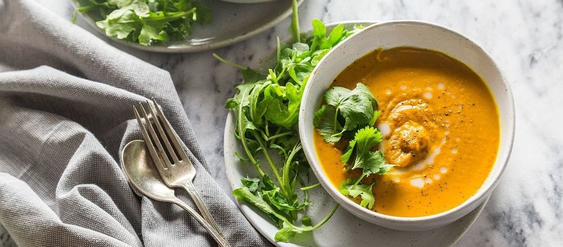 Turmeric-Carrot Soup with Arugula Salad Turmeric-Carrot Soup with Arugula Salad