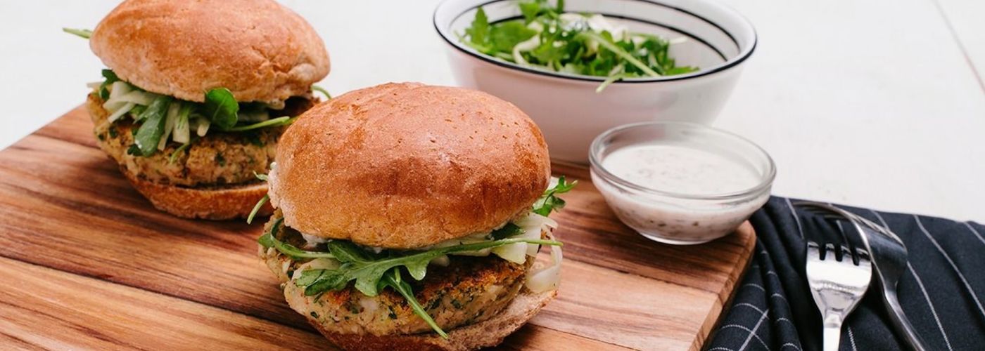 Cannellini Bean Burger with Caper Aioli and Fennel