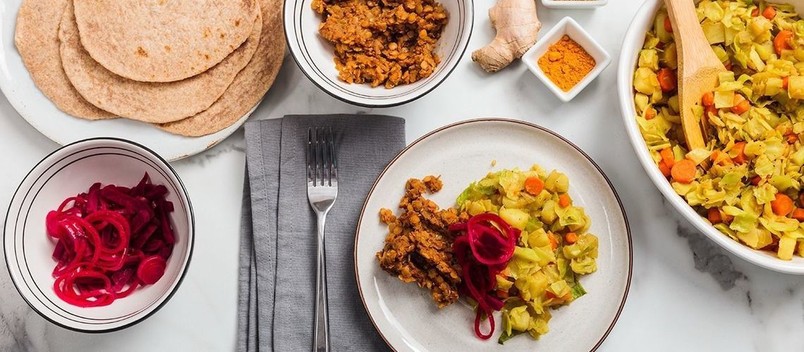 Ethiopian Platter with Berbere Lentils & Beet Pickles Ethiopian Platter with Berbere Lentils & Beet Pickles