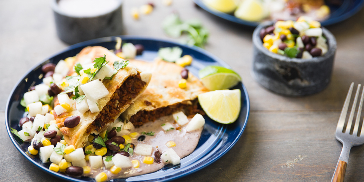 Empanadas with Black Bean Puree and Jicama-Corn Salad Empanadas with Black Bean Puree and Jicama-Corn Salad
