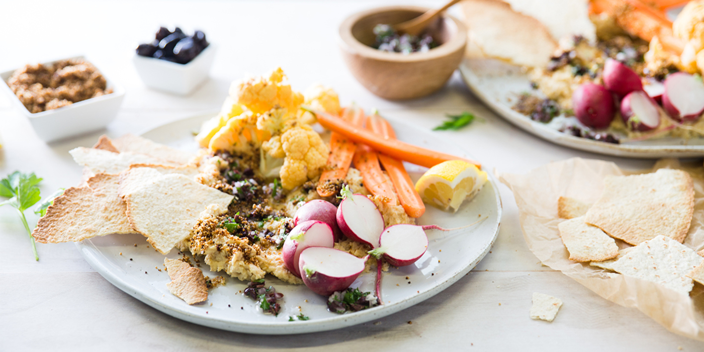 Farmer's Market Hummus Plate with Crudite & Crispy Amaranth Farmer's Market Hummus Plate with Crudite & Crispy Amaranth