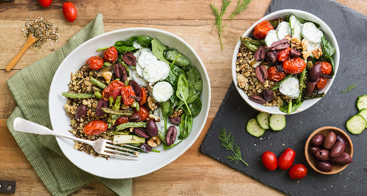 Ancient Grain Bowl with Za'atar Roasted Cherry Tomatoes & Yogurt Cucumbers Ancient Grain Bowl with Za'atar Roasted Cherry Tomatoes & Yogurt Cucumbers