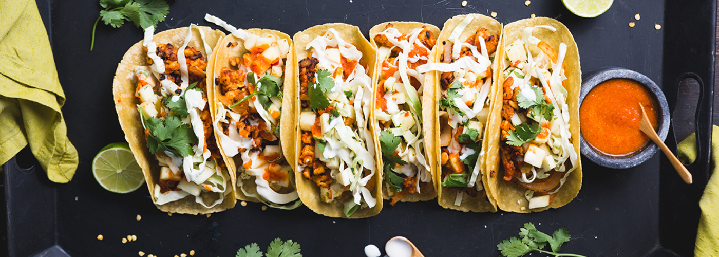 Tempeh Tacos Al Pastor with Pineapple Salsa