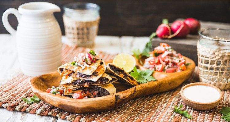 Kimchi Quesadilla with Radish Pico de Gallo and Lime Crema Kimchi Quesadilla with Radish Pico de Gallo and Lime Crema