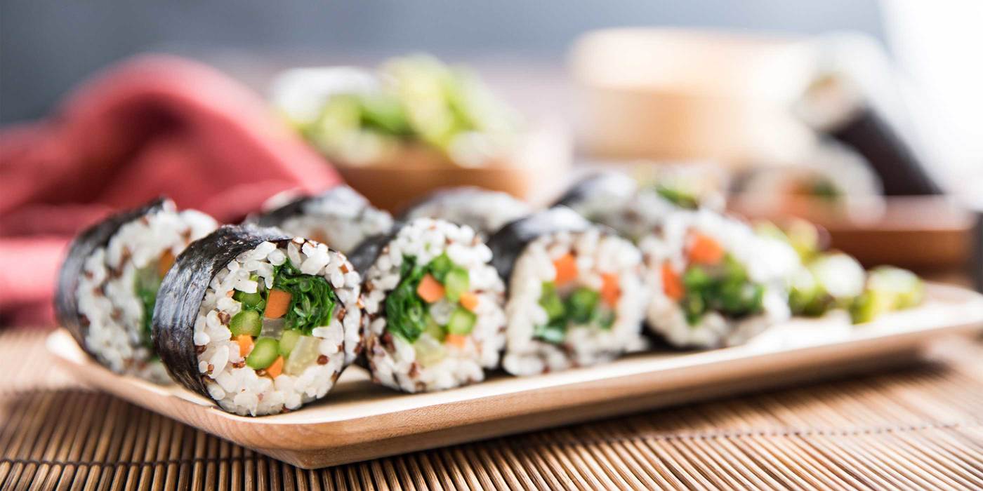 Sushi-rito with Pickled Vegetables and Sesame Lentil Salad Sushi-rito with Pickled Vegetables and Sesame Lentil Salad