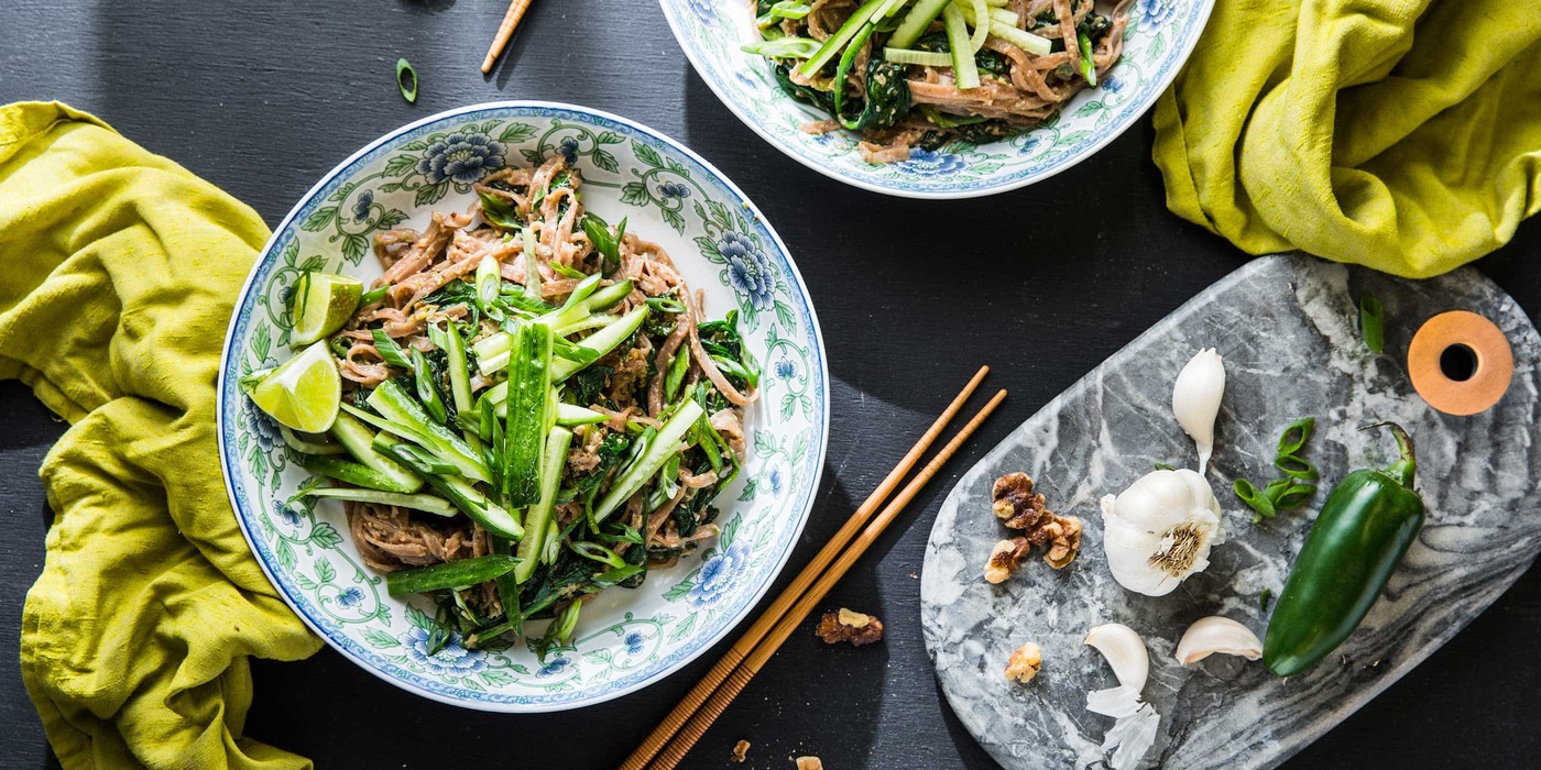 Spicy Dan Dan Noodles with Walnuts and Spinach Spicy Dan Dan Noodles with Walnuts and Spinach