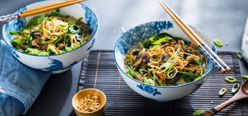 Coconut Ramen with Water Spinach and Crispy Onions