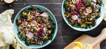 Cajun-Roasted Broccoli Bowl with Wild Rice and Lemon Garlic Tahini