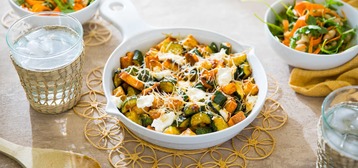 Zucchini Casserole with Fresh Basil and White Bean Arugula Salad