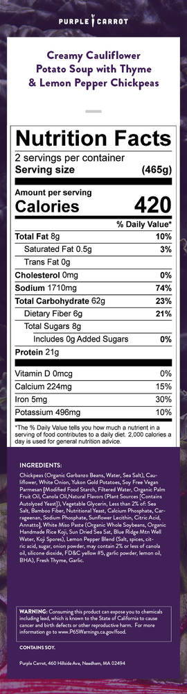 Nutrition label