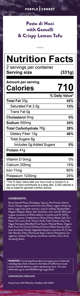 Nutrition label