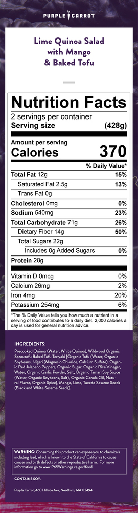 Nutrition label