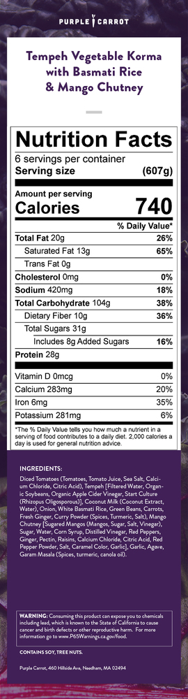 Nutrition label