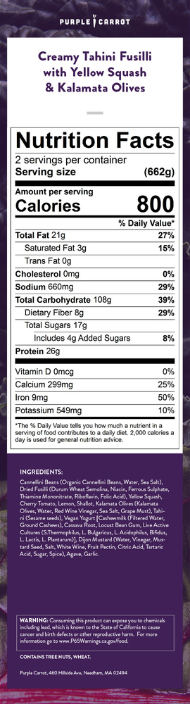 Nutrition label