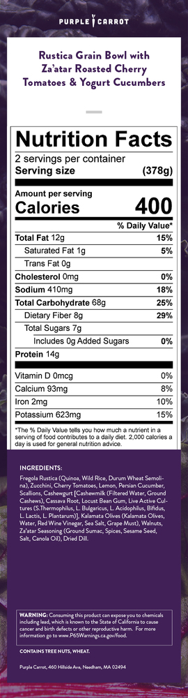 Rustica Grain Bowls with Za'atar Roasted Cherry Tomatoes & Yogurt Cucumbers