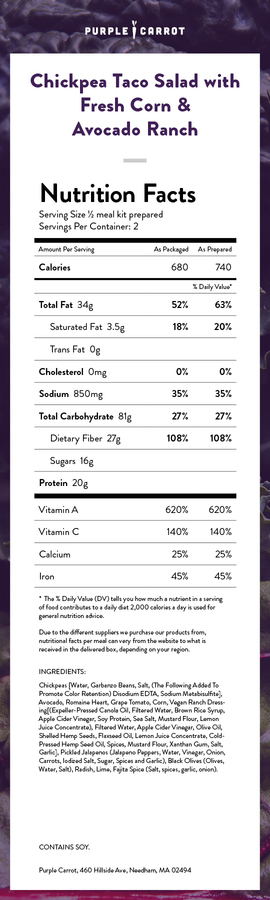 Nutrition label