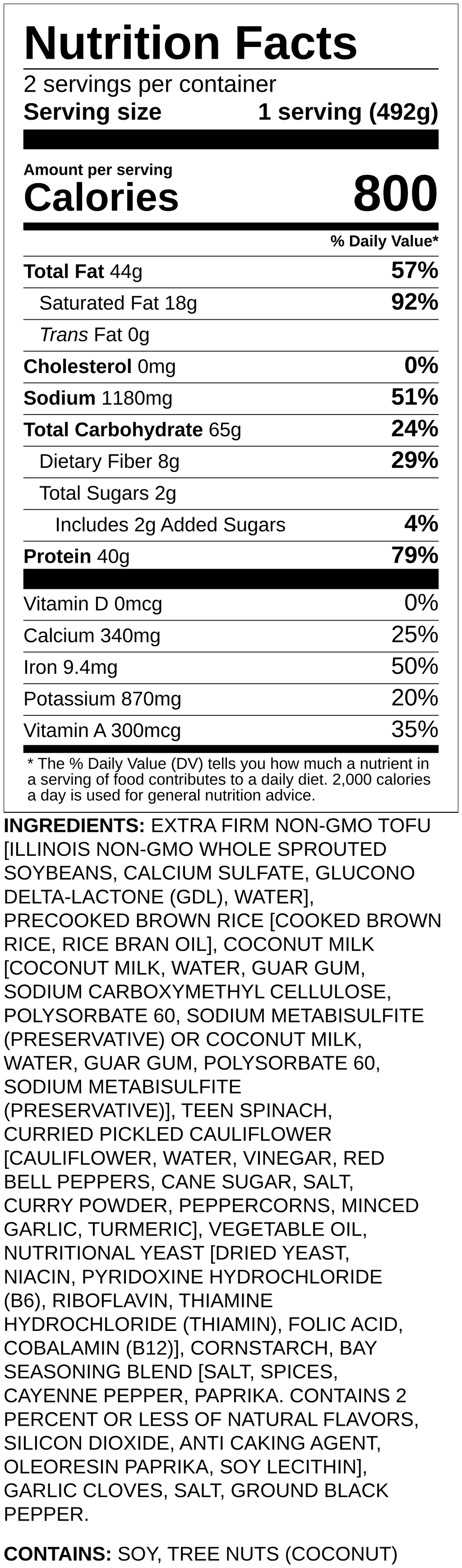Nutrition label