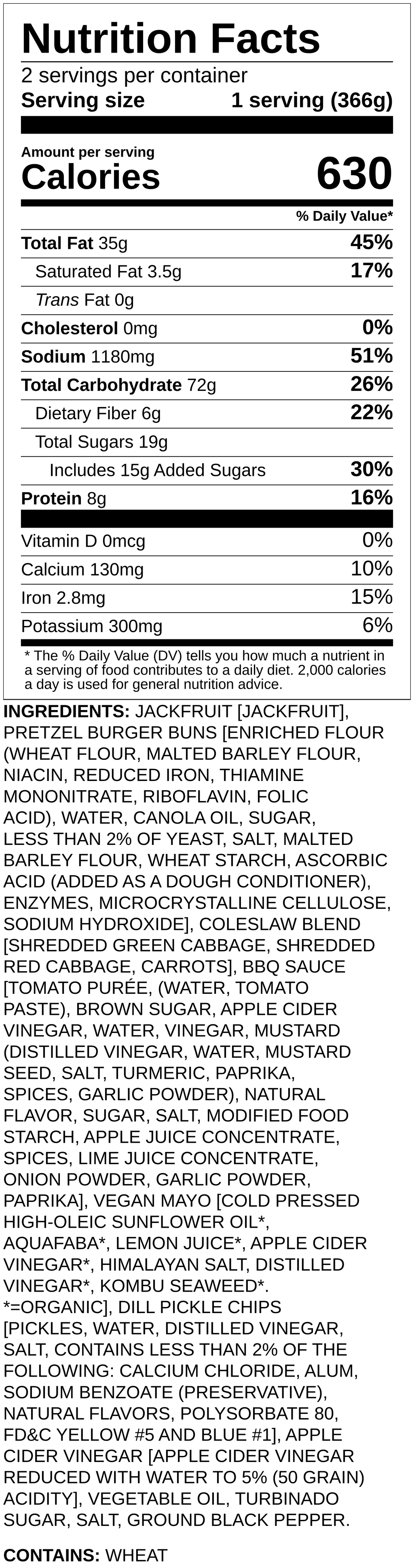 Nutrition label
