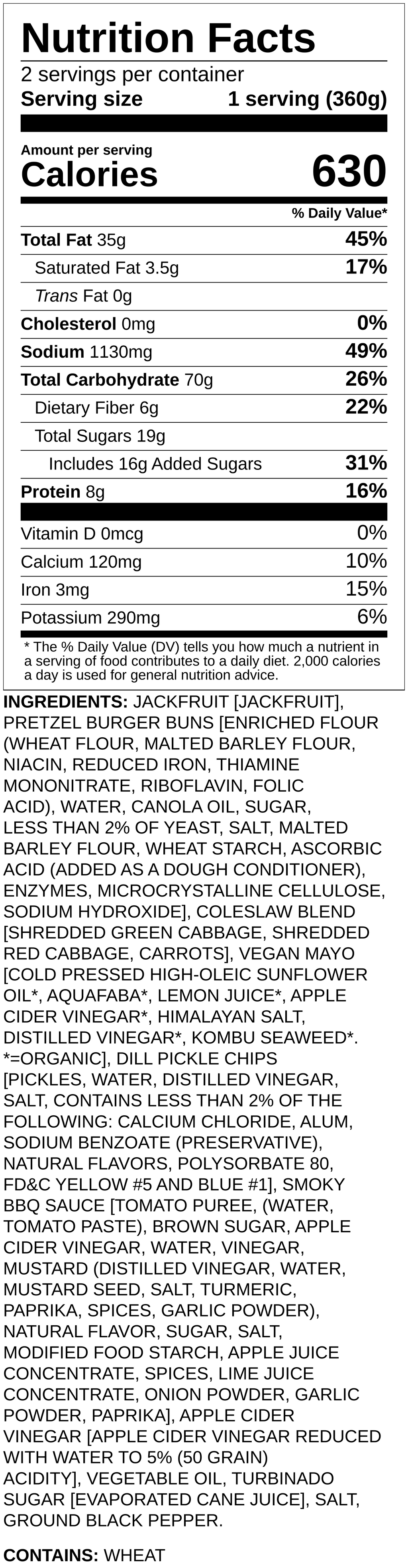 Nutrition label