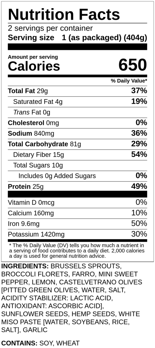 Nutrition label