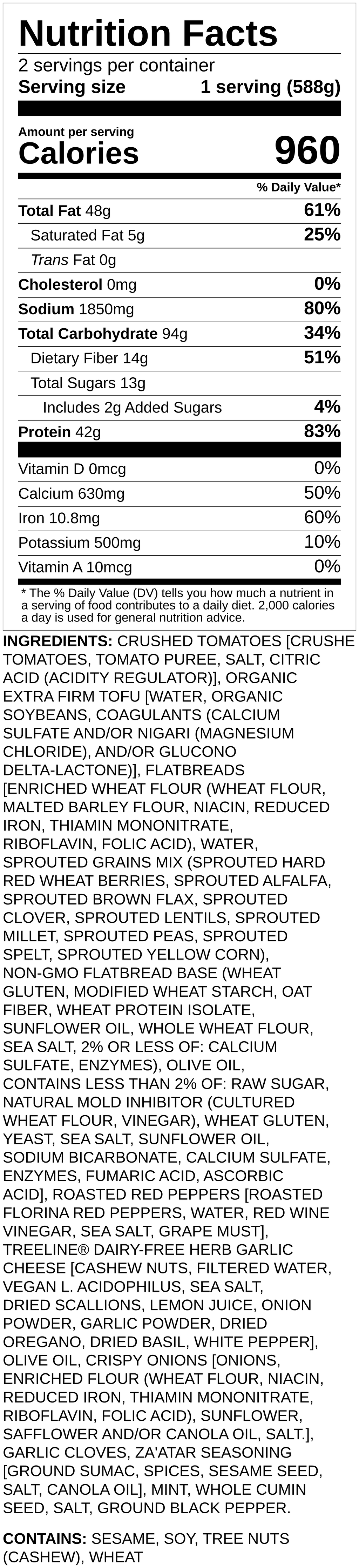 Nutrition label