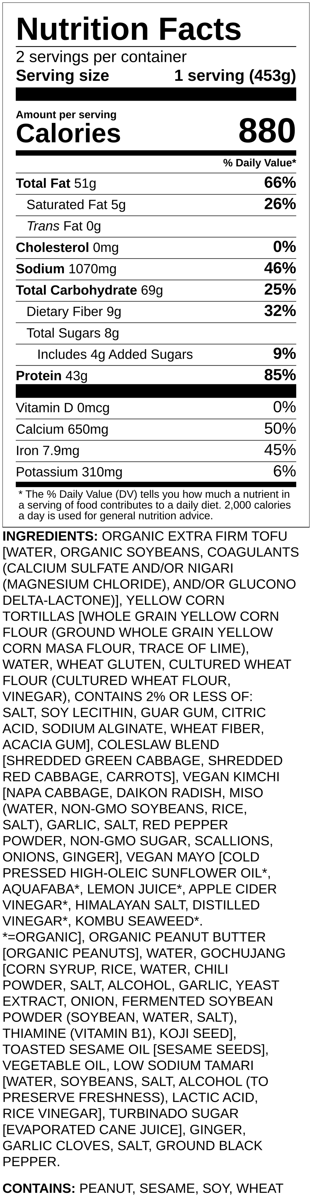 Nutrition label