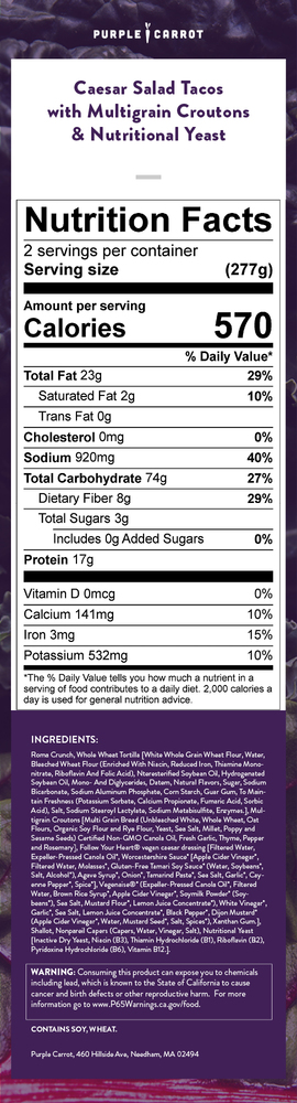 Nutrition label